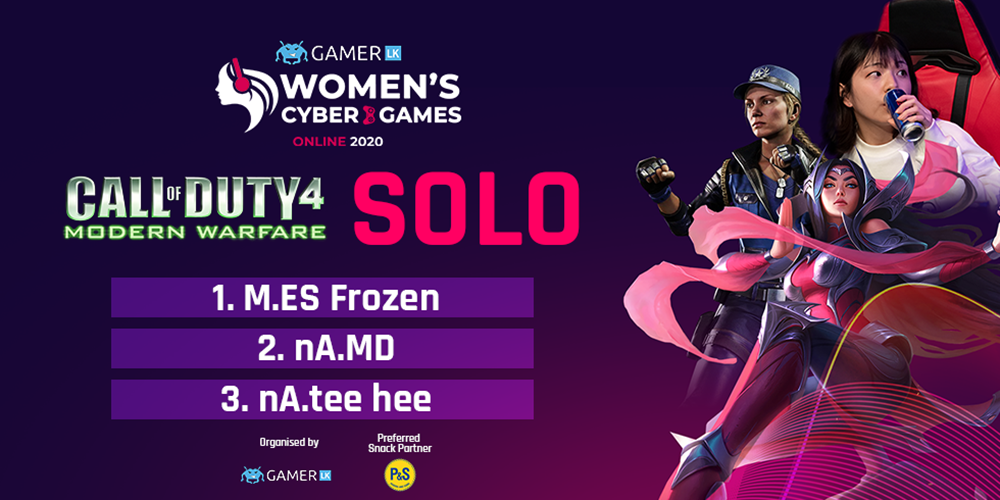 Women’s COD4 solo title goes to M.ES Frozen, with nA.MD & nA.tee-hee taking 2nd & 3rd places