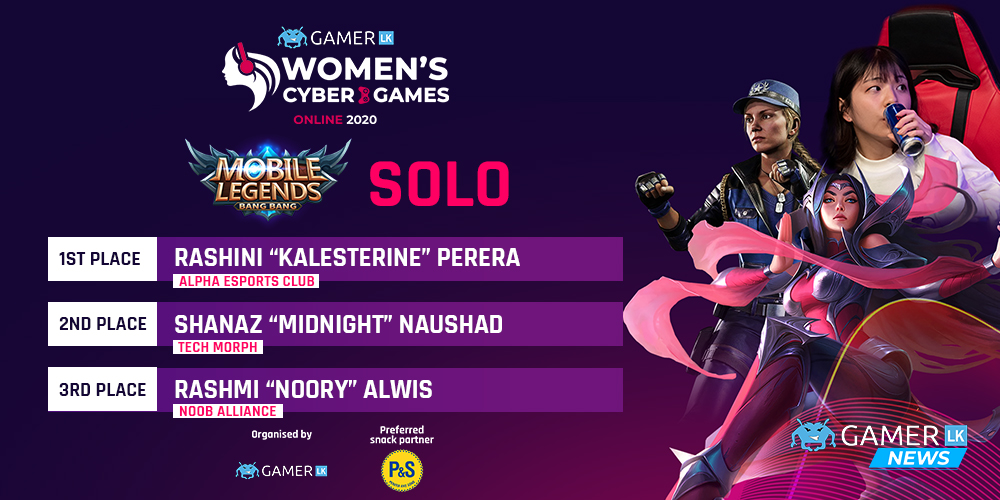 AEC Kalesterine crowned the Mobile Legends Solo Champion of the Women’s Championship, TM Midnight comes 2nd and nA noory comes in 3rd